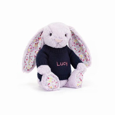 Jellycat Blossom Jasmine Bunny with Navy Jumper New Zealand | VLDUA2956